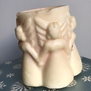 Vintage Angel Circle Candle Unscented Unique candle many burn hours before 1980s
